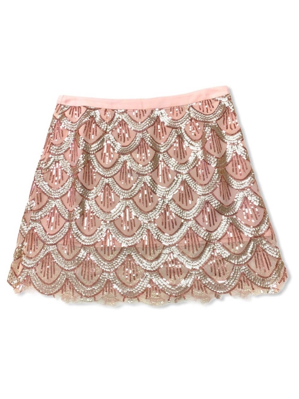 NWT Free People Sequin Scallop Mini Skirt - Rose Gold - Picture 7 of 13